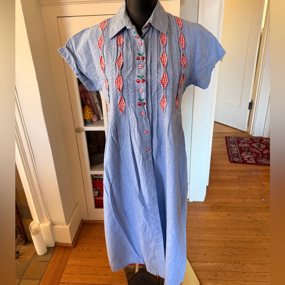 Go Softly Blue and Red Checkered Dress